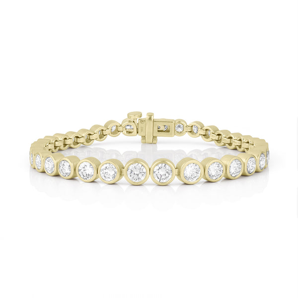 snug-fit graduating diameter round bezels tennis bracelet, in 18k yellow gold<span class='visuallyhidden'>; 323-404-2959 for shop help.</span>